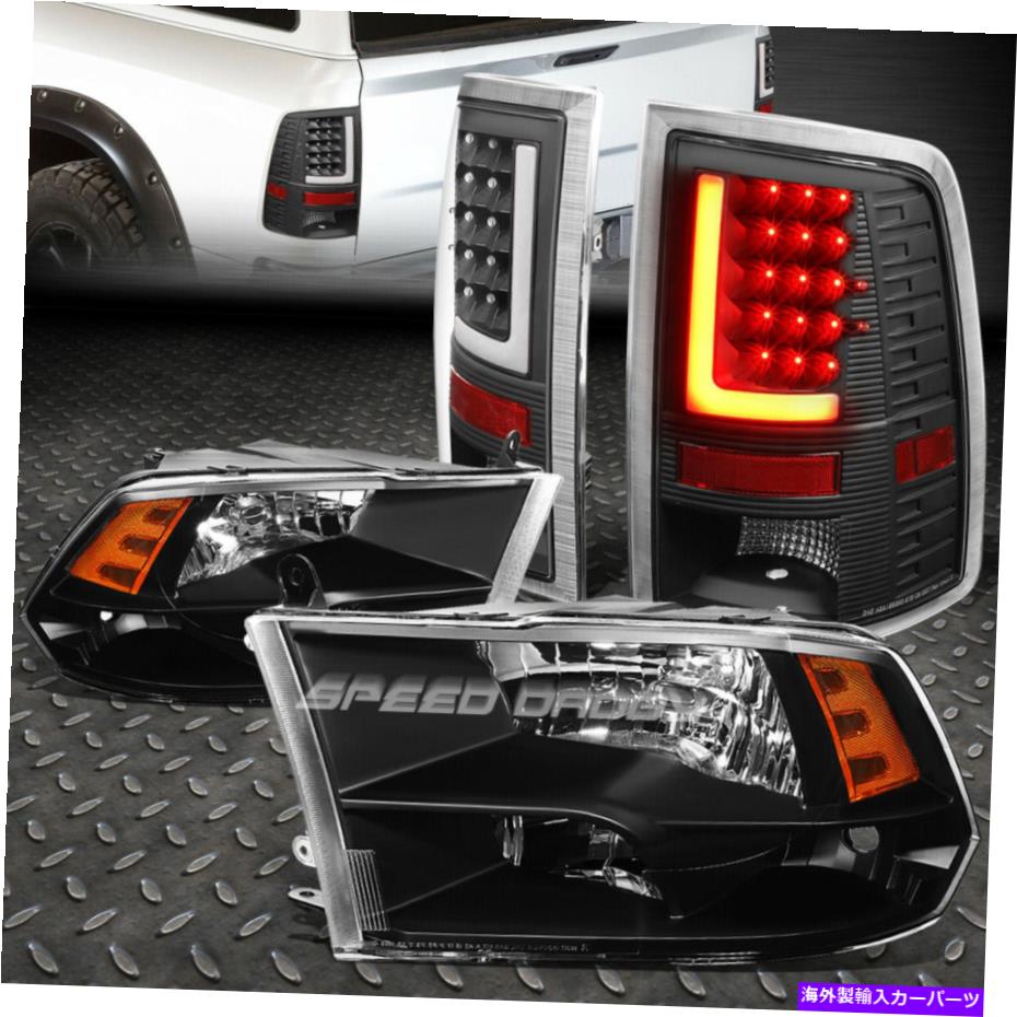 USテールライト 10-17 RAMのための黒クワッドの琥珀色の側面のヘッドライト+ 3D L-Streak LEDブラックテールランプ BLACK QUAD AMBER SIDE HEADLIGHT+3D L-STREAK LED BLACK TAIL LAMP FOR 10-17 RAM【並行輸入品】