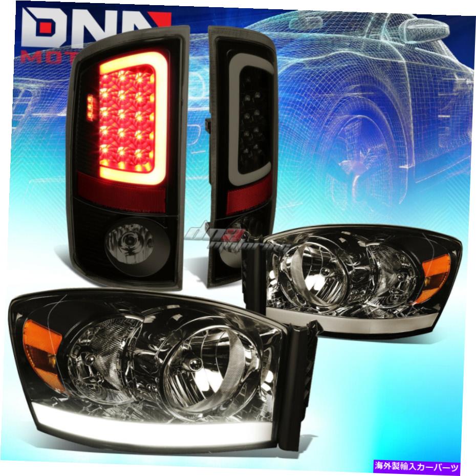 USテールライト 煙ハウジング琥珀色のヘッドライト+ DRL +色合いLEDバーブレーキテールライトフィット07-09 RAM SMOKE HOUSING AMBER HEADLIGHT+DRL+TINTED LED BAR BRAKE TAIL LIGHT FIT 07-09 RAM【並行輸入品】