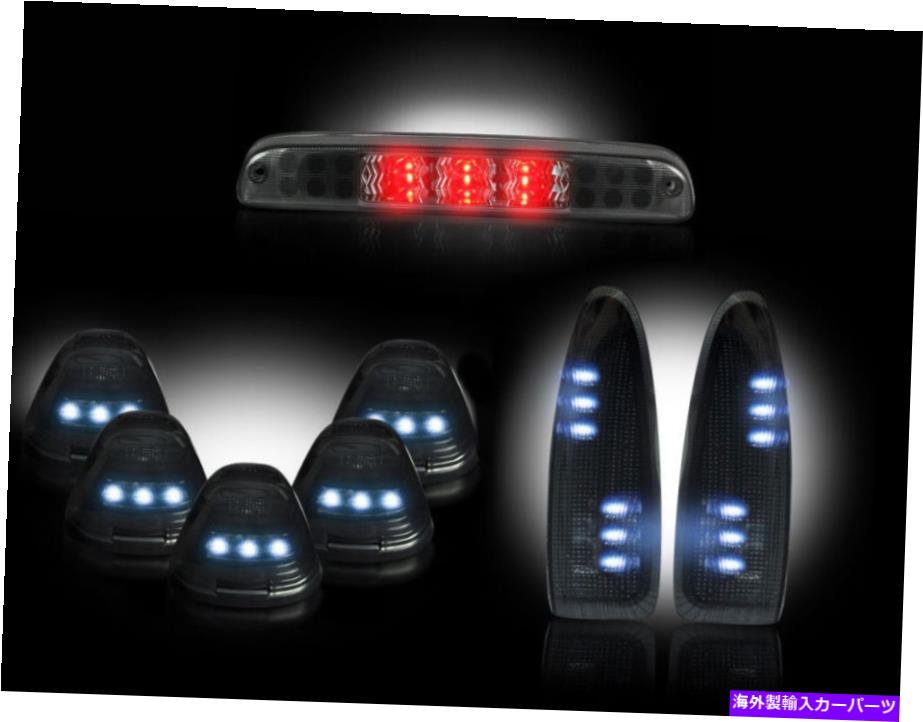 USテールライト 2003-07フォードスーパーダッチトラックサイドミラー、キャブ、テールライトスモークWホワイトLED 2003-07 Ford SuperDuty Truck Side Mirror, Cab, & Tail Lights Smoked w White LEDs【並行輸入品】