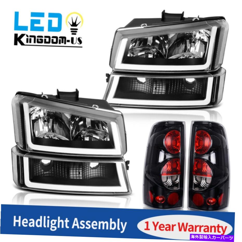 USテールライト 2003年から2006年のシボリーSilveradoブラッククリアヘッドライト/ランプW / LED DRL +テールランプ FOR 2003-2006 CHEVY SILVERADO BLACK CLEAR HEADLIGHT/LAMP W/ LED DRL +TAIL LAMPS【並行輸入品】