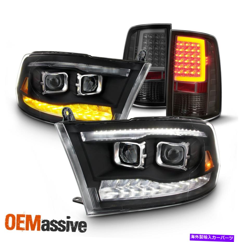 USテールライト FIT 09-18ドッジRAMデュアルプロジェクターLENスイッチバックDRL | LEDスモークテールライト Fit 09-18 Dodge Ram Dual Projector Len Switchback DRL| LED Smoke Tail Lights【並行輸入品】