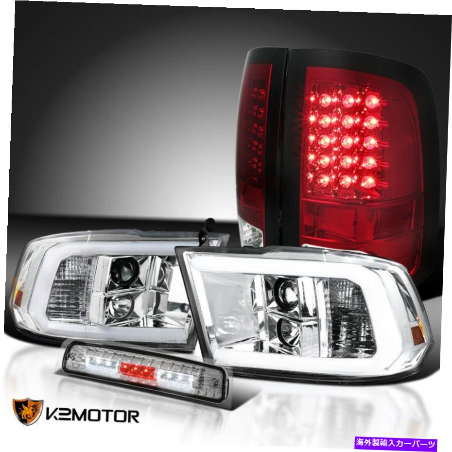 USテールライト FIT 2009-2013ドッジRAM LEDバープロジェクターヘッドライト+赤テールライト+ 3RDブレーキ Fit 2009-2013 Dodge Ram LED Bar Projector Headlights+Red Tail Lights+3rd Brake【並行輸入品】