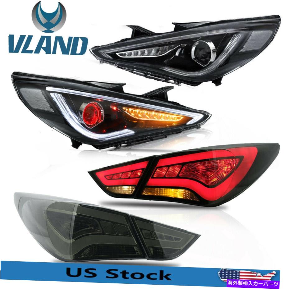 USテールライト Hyundai Sonata 2011-2014プロジェクターのための2つのセットアウディスタイルLEDヘッドライト+テールライト 2Set Audi Style LED Headlights+Taillights For Hyundai Sonata 2011-2014 Projector【並行輸入品】