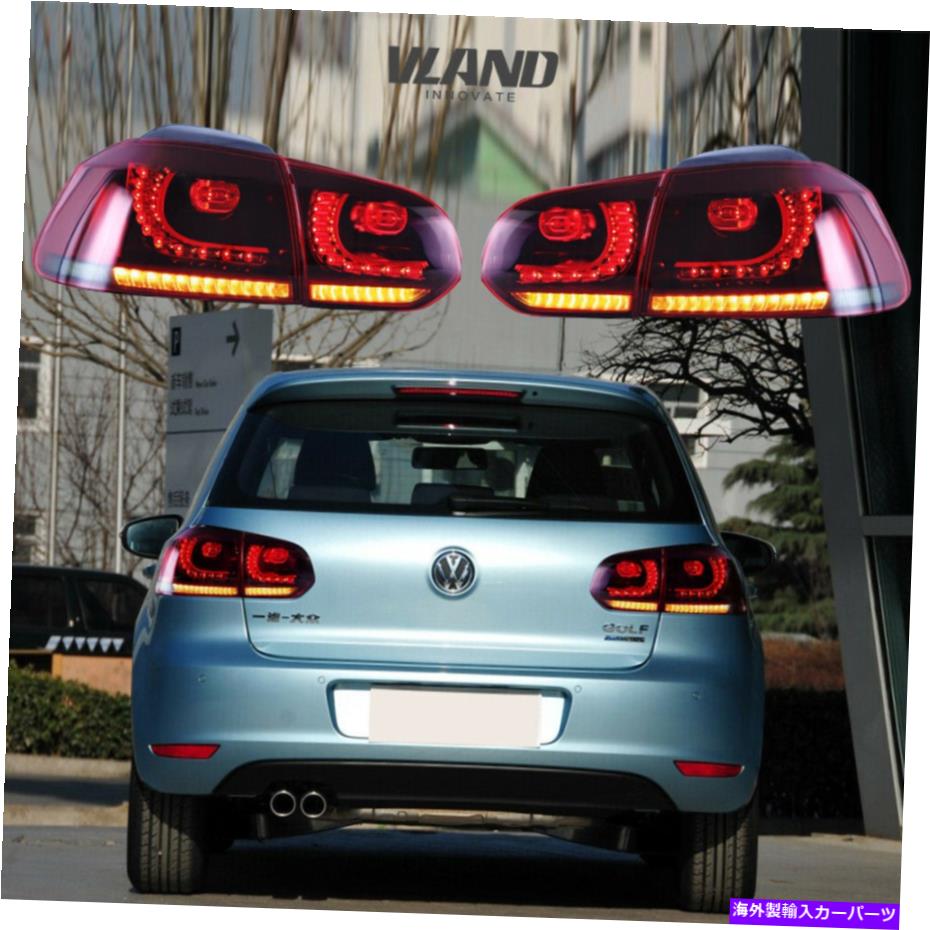USテールライト VWゴルフのためのLEDテールライト6 MK6 2010-2014チェリーレッドスモークリアランプ LED Tail Lights For VW GOLF 6 MK6 2010-2014 Cherry Red Smoked Rear Lamps【並行輸入品】