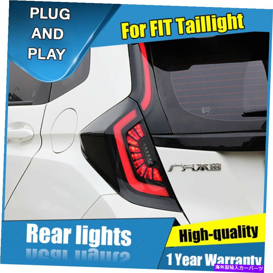 USテールライト ホンダフィットダークLEDリアランプアセンブリLEDテールライト2014-2018 New For Honda Fit Dark LED Rear Lamps Assembly LED Tail Lights 2014-2018【並行輸入品】
