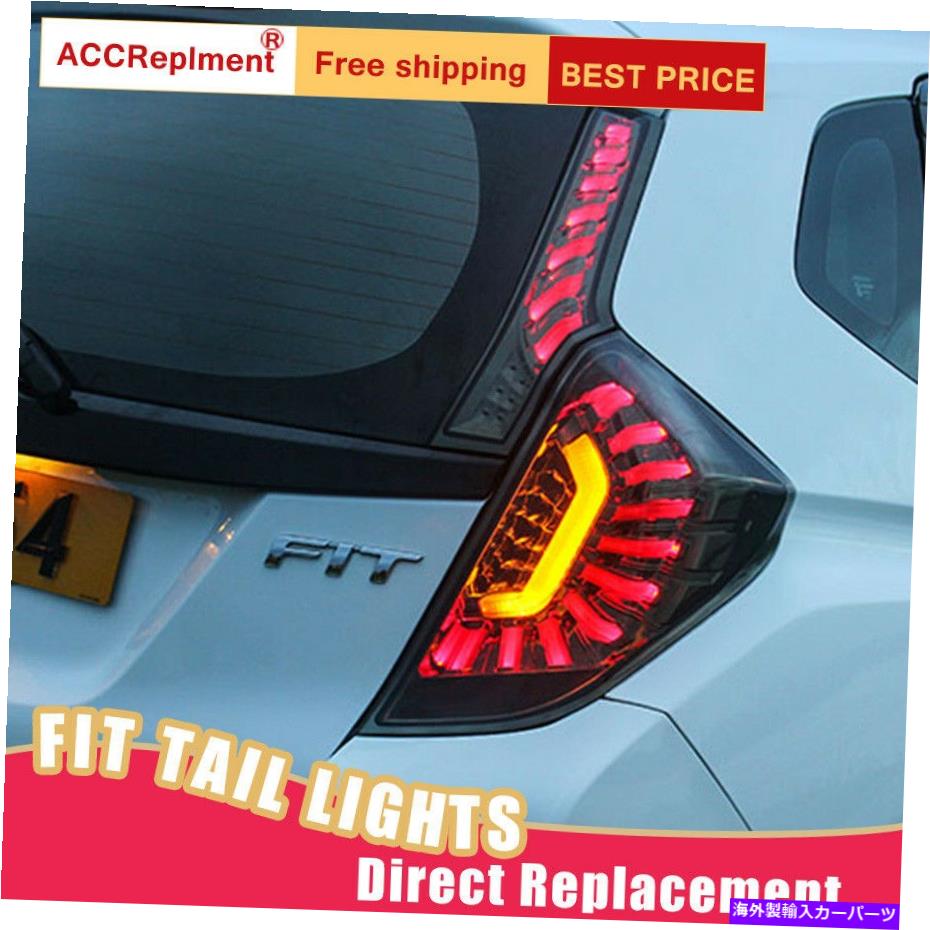 USテールライト ホンダフィットLED Taillightアセンブリ用暗/赤LEDリアランプ2015-2018 For Honda Fit LED Taillights Assembly Dark / Red LED Rear Lamps 2015-2018【並行輸入品】
