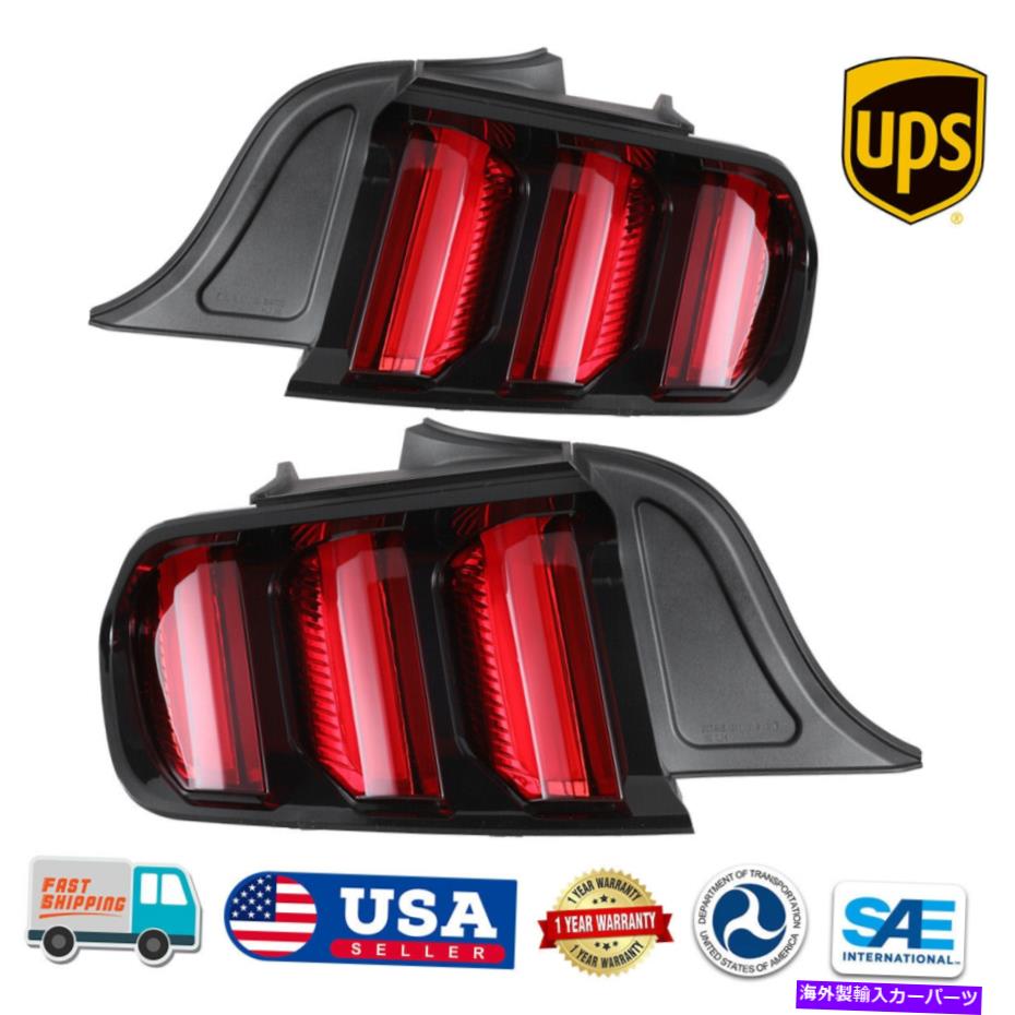USテールライト 2015-2020フォードマスタングLEDテールライト対シーケンシャルターンシグナルレッドレンズ for 2015-2020 Ford Mustang LED Tail Lights Pair Sequential Turn Signals Red Lens【並行輸入品】