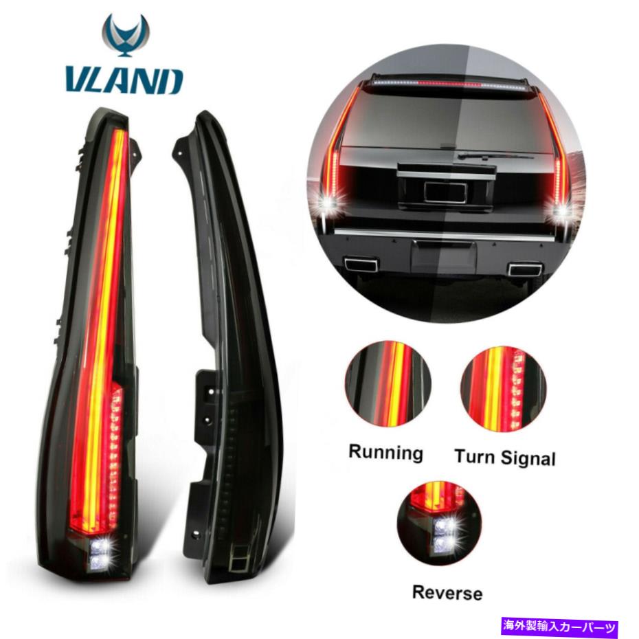 USテールライト 2個の燻製の色合いのLEDリアテールライトAssy 07-14キャデラックエスカレード/ ESV 2Pcs Smoked Tinted LED Rear Tail Lights ASSY For 07-14 Cadillac Escalade / ESV【並行輸入品】