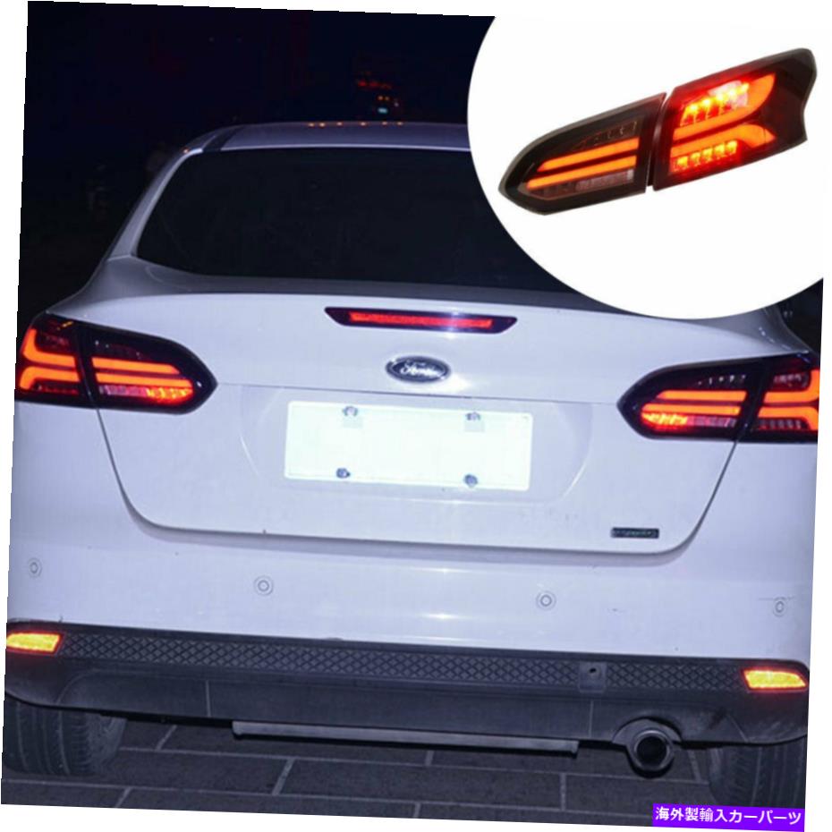 USテールライト フォードフォーカスのためのLEDのテールライトアセンブリ15-18暗い順次ターン信号1ペア LED Taillights Assembly For Ford Focus 15-18 Dark Sequential Turn Signal 1 Pair【並行輸入品】