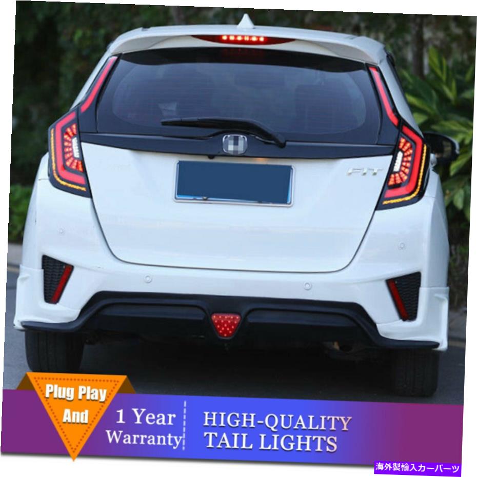 USテールライト ホンダフィットGK5 2015-2020 LEDリアライトのための新しい暗いLEDのテールライト組立フィット New Dark LED Taillights Assembly Fit For Honda Fit GK5 2015-2020 LED Rear Lights【並行輸入品】