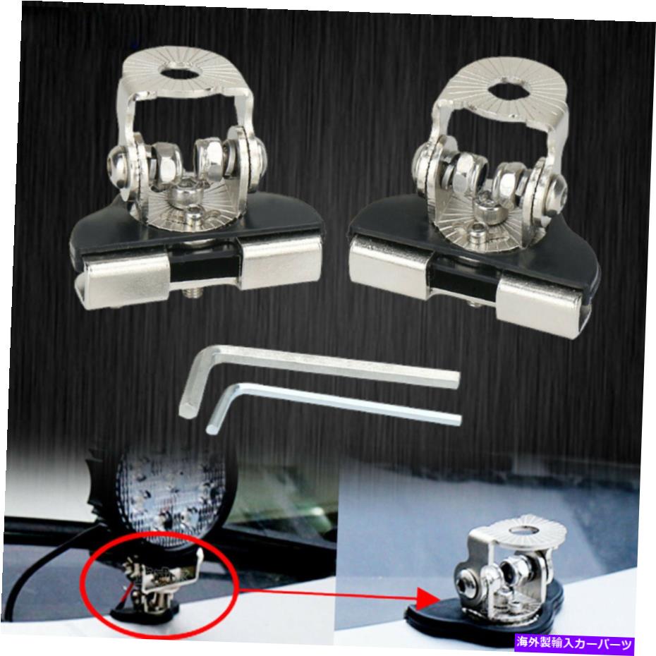 Cピラーバー 2倍ユニバーサルAピラーフードLEDワークライトバーマウントブラケットクランプホルダーオフロード 2X Universal A Pillar Hood Led Work Light Bar Mount Bracket Clamp Holder Offroad【並行輸入品】