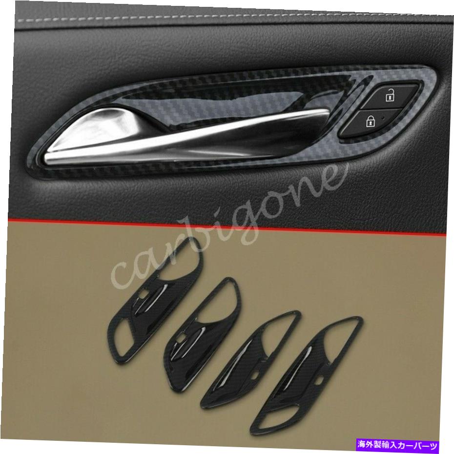 内装パーツ Cadillac XT4 2019-2021アクセサリーのための炭素繊維の室内のドアボルボルのカバートリム Carbon Fiber Interior Door Bowl Cover Trims For Cadillac XT4 2019-2021 Accessory【並行輸入品】