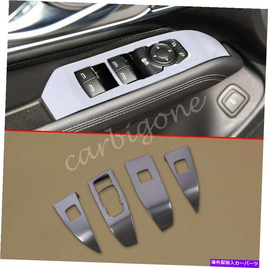 内装パーツ カデラックCT4 2020-2021部品のためのマットクロームスチール窓スイッチカバートリム Matte Chrome Steel Window Switch Cover Trims For Cadillac CT4 2020-2021 Parts【並行輸入品】