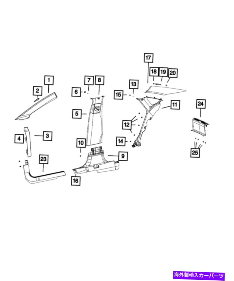 内装パーツ 純正MOPAR Aブラーズ1XW55DX9AD-オリジナルのタイトルを表示 純正 Mopar A ピラーモールディング 左 1XW55DX9AD- show original title【並行輸入品】|Us Custom Parts Shop USDM