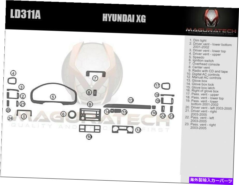 内装パーツ Hyundai XG 01?? 02 03 04 04 04 05モーデンデイバーカッコアルバップアルバスアルバスキット - オリジナルのタイトルを表示する HYUNDAI XG 01 02 03 04 05 カーボンファイバーウッドアルミニウム用ダッシュトリムキット- show original title【並行輸入品】｜Us Custom Parts Shop USDM