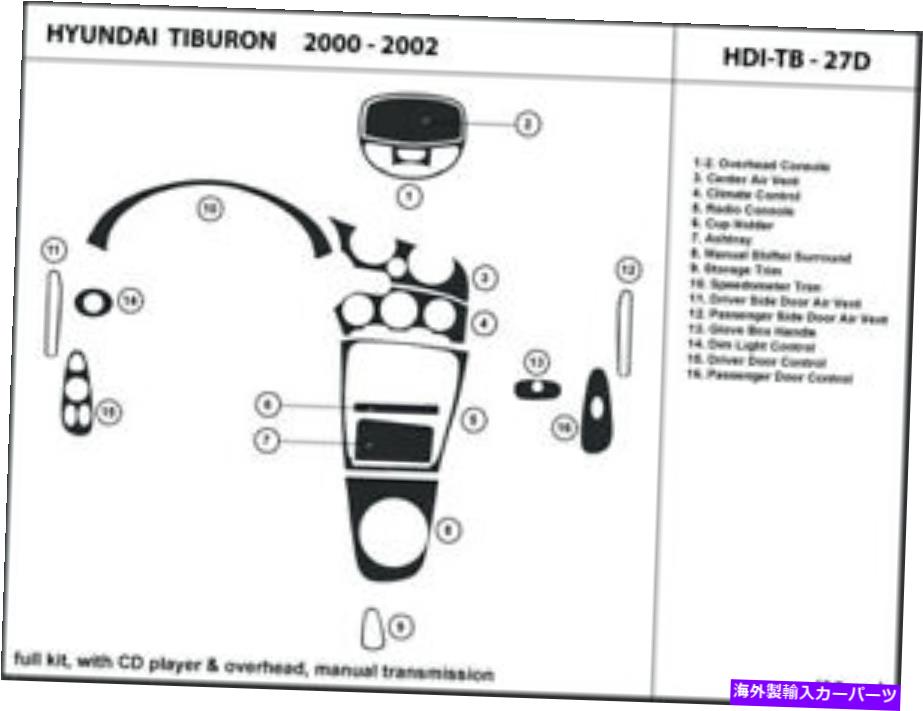 内装パーツ Hyundai Tiburon 2000-2002用プッシュトリーカットCDカーバー\u003dシュター - オリジナルのタイトルを表示する Hyundai Tiburon 2000-2002 用ダッシュトリムキット CDプレーヤー 手動シフター- show original title【並行輸入品】
