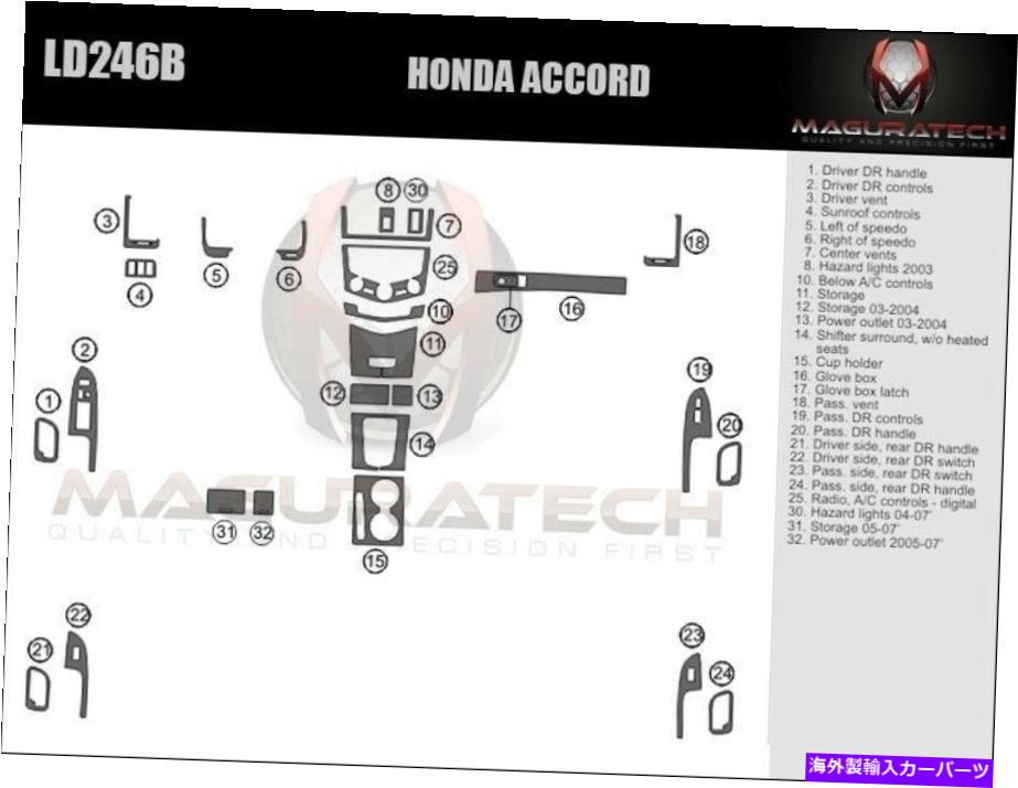 内装パーツ Honda Accord 4DR 2003-2007メンズコートACラーラットハッツリーリーカット付き - オリジナルのタイトルを表示する Honda Accord 4DR 2003-2007 適合 オートACラージウッドダッシュトリムキット付き- show original title【並行輸入品】