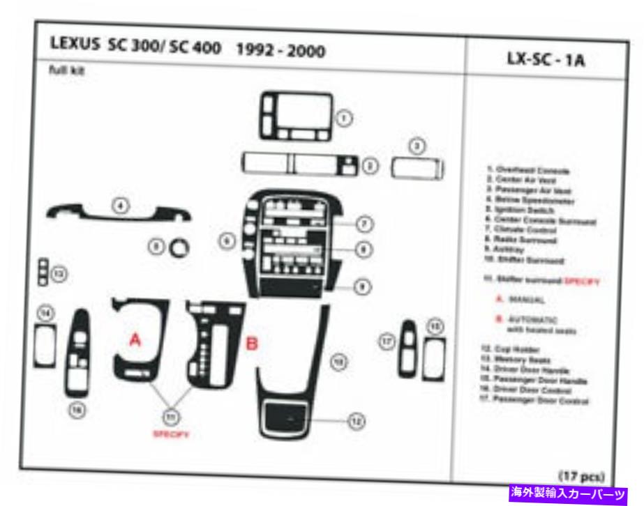 内装パーツ Lexus SC300 / 400 1992-1997インジアヤード - メイ用メーチンデイサーフィットリューセット - オリジナルのタイトルを表示する Lexus SC300/400 1992-1997 インテリアオーバーレイ用カーボンファイバーダッシュトリムキット- show original title【並行輸入品】