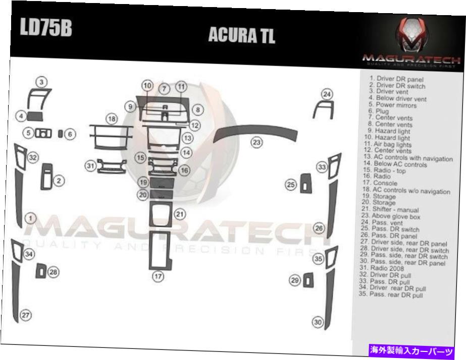 内装パーツ Acura Tl 2007-2008熟成トランブスラックラッグスイッチマッシュトライザット - オリジナルのタイトルを表示する Acura TL 2007-2008 適合 手動トランスデラックス ラージ ウッド ダッシュ トリムキット- show original title【並行輸入品】｜Us Custom Parts Shop USDM