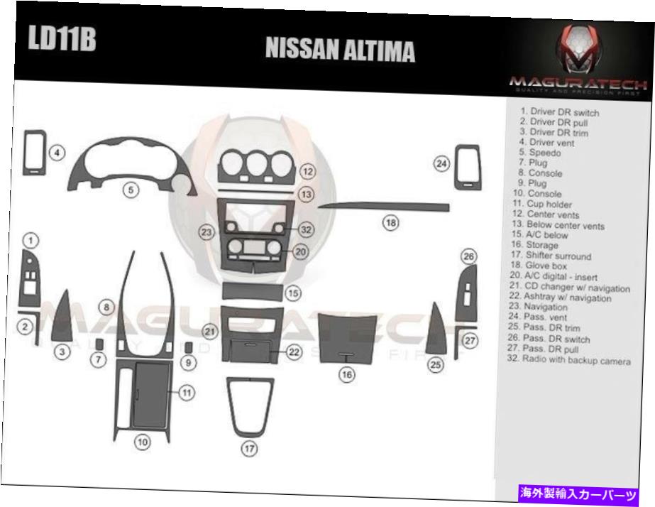 内装パーツ 日本Altima 2DR 2008-2013熟成シューズ&カムラーザッツパッチトリラセット - オリジナルのタイトルを表示する 日産 Altima 2DR 2008-2013 適合 ナビゲーション & カム ラージ ウッド ダッシュ トリムキット- show original title【並行輸入品】|Us Custom Parts Shop USDM