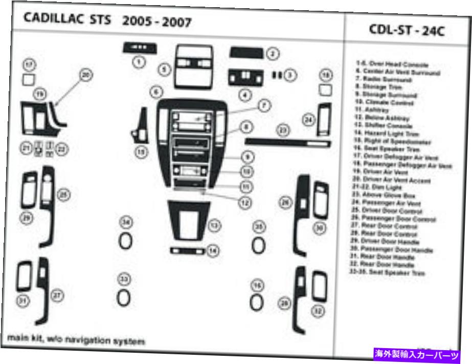 内装パーツ DASHトライザット2005-2007 Cadillac STS用ホームシェンシェンなしインジア - オリジナルのタイトルを表示 Dash トリムキット 2005-2007 Cadillac STS用 ナビゲーションシステムなし インテリア- show original title【並行輸入品】｜Us Custom Parts Shop USDM