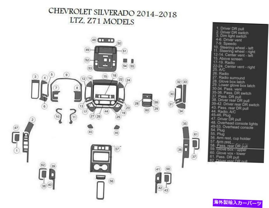 内装パーツ シーバーSilverado Ltz Z71 2014 2015 2015 2016用インテリアアルバスシシトトリーカット - オリジナルのタイトルを表示 シボレー SILVERADO LTZ Z71 2014 2015 2016 用インテリア アルミダッシュ トリム キット- show original title【並行輸入品】