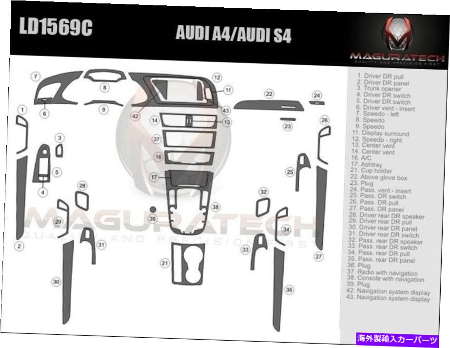 内装パーツ Audi A4 Sedan 2009-2013セットシュボラーラジカップスカッピシトリザット - オリジナルのタイトルを表示する Audi A4 Sedan 2009-2013 フィット ナビゲーション ラージ ウッド ダッシュ トリムキット- show original title【並行輸入品】 45,372円