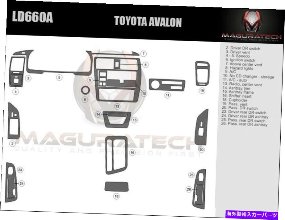 内装パーツ DASH TRIM KITト??レタアカロン95 96 97モーネンデイヤーテルフ用 - オリジナルのタイトルを表示 Dash Trim Kit トヨタ アバロン 95 96 97 カーボンファイバー 木材 アルミニウム 用- show original title【並行輸入品】｜Us Custom Parts Shop USDM