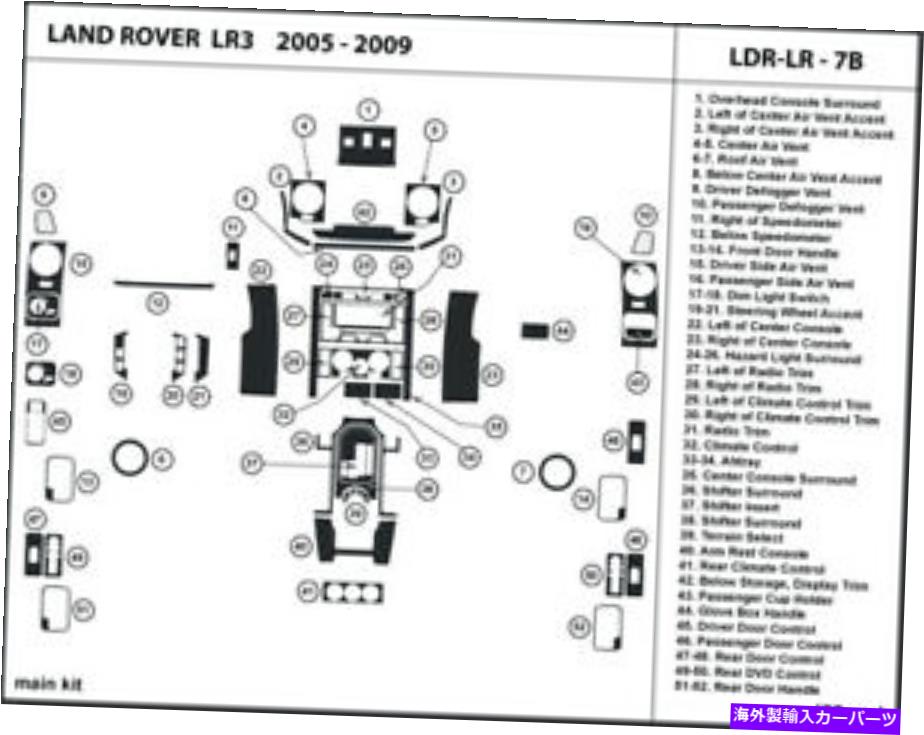 内装パーツ Land Rover LR3 2005-2009インジアヤード - メイ用メーチンサイトリーカットリーカット - オリジナルのタイトルを表示する Land Rover LR3 2005-2009 インテリアオーバーレイ用カーボンファイバーダッシュトリムキット- show original title【並行輸入品】