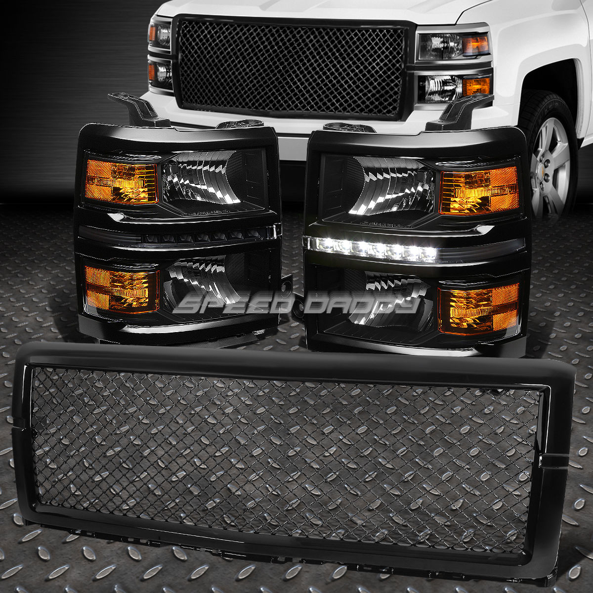 グリル Black Housing Headlight Led Drl アンバーシグナル グリルガード 14 15シルベラド用 Black Housing Headlight Led Drl Amber Signal Grille Guard For 14 15 Silverado Elteachermurcia Com