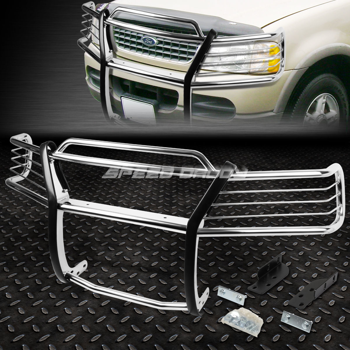 【楽天市場】グリル クロムステンレスフロントバンパーグリルガード0205フォードエクスプローラー4ドア CHROME STAINLESS