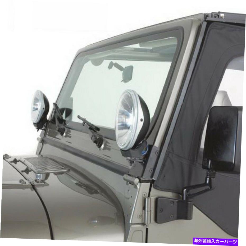 ガラス ランパージ7608 97-06ラングラーTJの黒いフロントガラスヒンジライトブラケットのペア Rampage 7608 Pair of Black Windshield Hinge Light Bracket for 97-06 Wrangler TJ【並行輸入品】