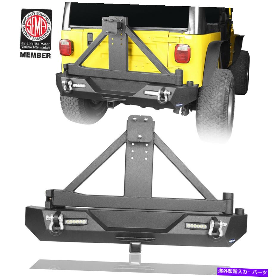 rear wheel tire cover 97-06 Jeep Wrangler TJ用のタイヤホイールキャリアとヒッチレシーバーを備えたリアバックバンパー Rear Back Bumper w/Tire Wheel Carrier &Hitch Receiver For 97-06 Jeep Wrangler TJ【並行輸入品】｜Us Custom Parts Shop USDM