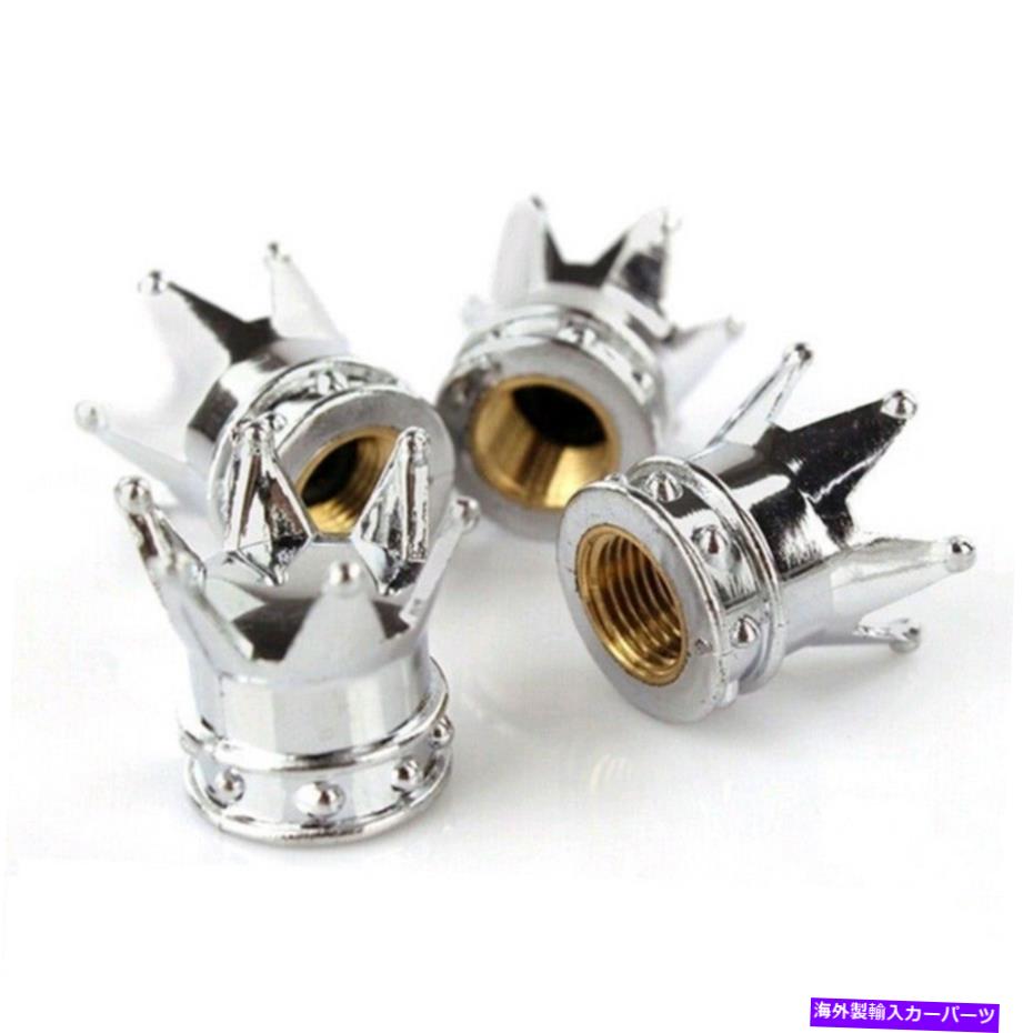 rear wheel tire cover 4 xクロムクラウンカータイヤエアバルブステムねじキャップカバーホイールリムアクセサリー 4 x Chrome Crown Car Tyre Air Valve Stem Screw Caps Cover Wheel Rims Accessories【並行輸入品】