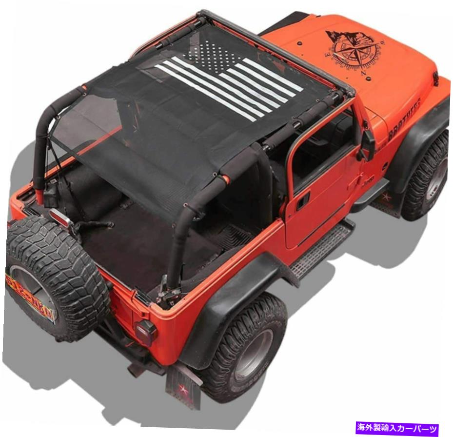 幌 ビキニトップサンシェードメッシュサンシェードカバージープラングラーTJのソフトトップアンチUV Bikini Top Sunshade Mesh Sun Shade Cover Soft Top Anti-UV for Jeep Wrangler TJ【並行輸入品】