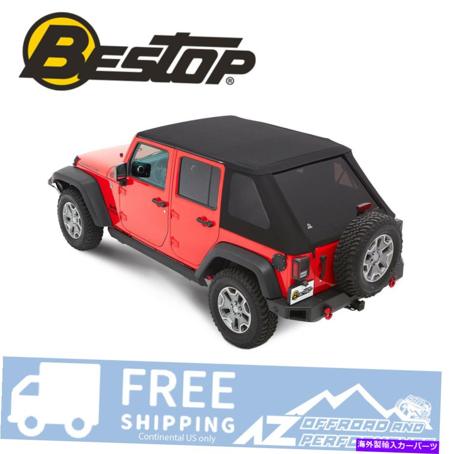 幌 Bestop Trektop NXプラスソフトトップ07-18ジープラングラーJK 4ドア - ブラックツイル Bestop Trektop NX Plus Soft Top For 07-18 Jeep Wrangler JK 4 Door - Black Twill【並行輸入品】