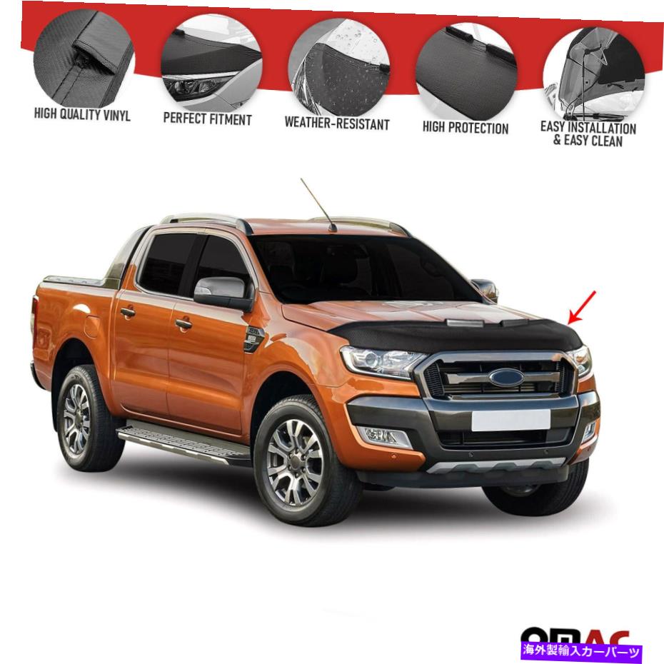マスクブラ カーボンフロントフードカバーマスクビニールボンネットブラフォードレンジャー2015-2022 Carbon Front Hood Cover Mask Vinyl Bonnet Bra for Ford Ranger 2015-2022【並行輸入品】