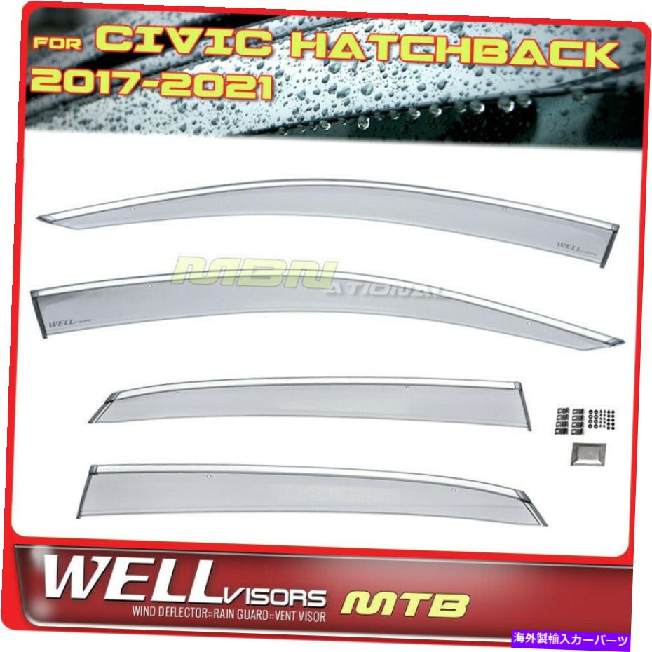 ウィンドウバイザー Wellvisors Rain Wind Deflectors Civic 17-21 Window Viders Chromeのハッチバック Wellvisors Rain Wind Deflectors Hatchback For Civic 17-21 Window Visors Chrome【並行輸入品】