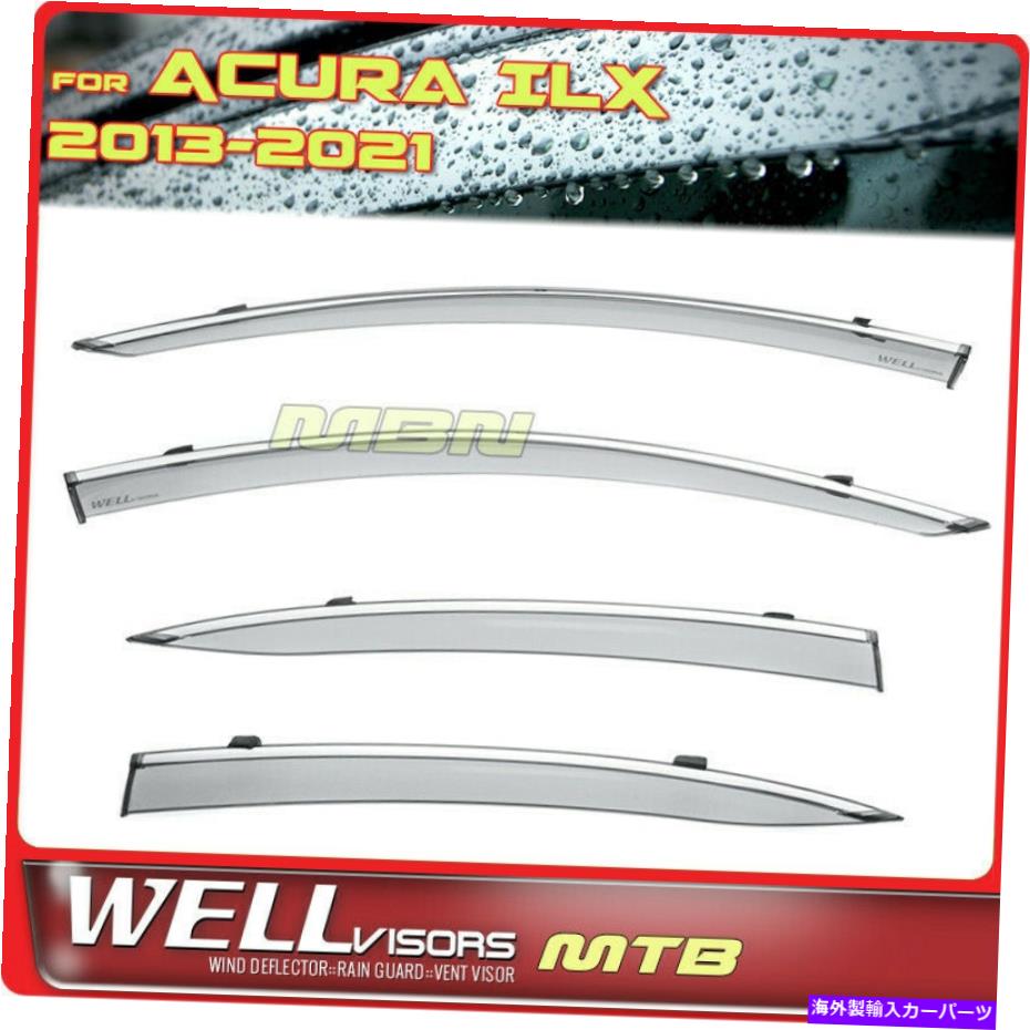 ウィンドウバイザー wellvisors acura ilx 13-21ドアウィンドウバイザーのディフレクターのディフレクターにクリップ Wellvisors Clip on Deflectors For Acura ILX 13-21 Door Window Visors Deflectors【並行輸入品】