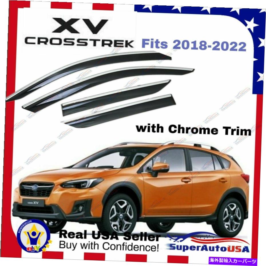 ウィンドウバイザー Subaru CrossTrek XV 2018-2022 Chrome Trim Window Visor Rain Sun Guard Vent For Subaru Crosstrek XV 2018-2022 Chrome Trim Window Visor Rain Sun Guard Vent【並行輸入品】