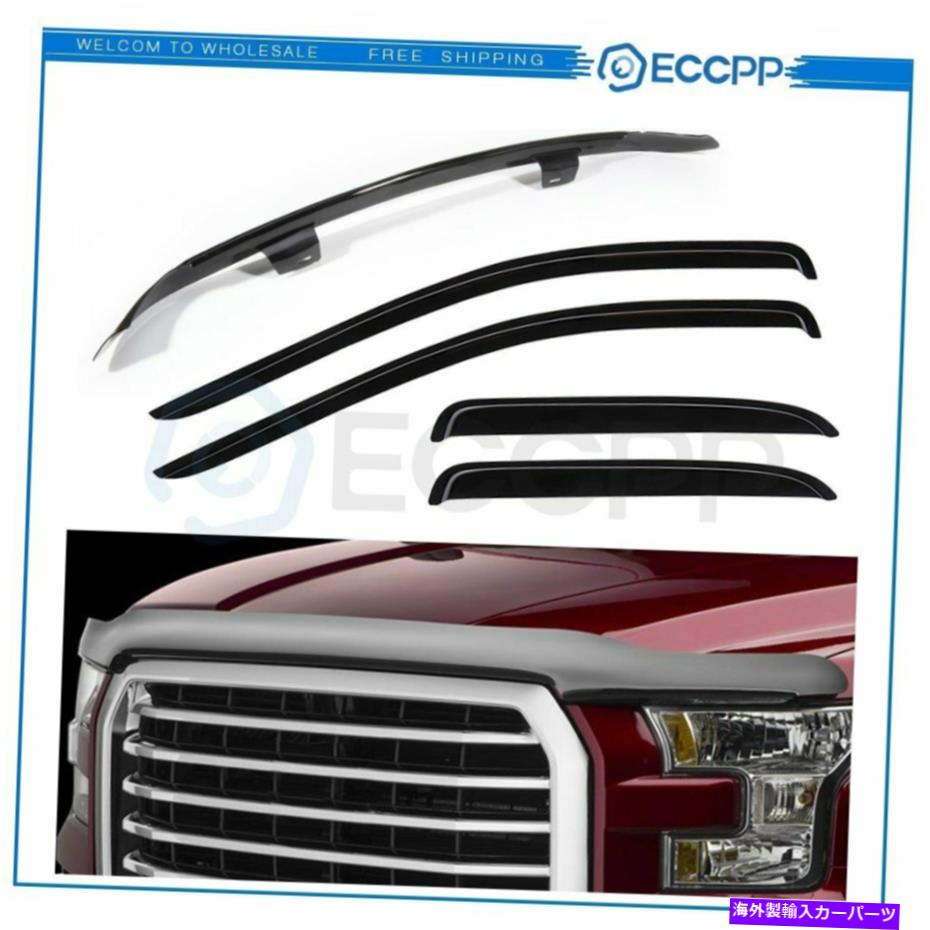 ウィンドウバイザー 2010-2018 RAM 2500 3500拡張タクシーのウィンドウバイザー＆バグフードプロテクター Window Visor & Bug Hood Protector For 2010-2018 Ram 2500 3500 Extended Cab【並行輸入品】