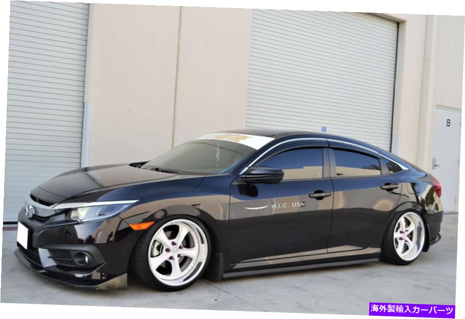 ウィンドウバイザー HIC USA 2016-2020 CIVIC 4DRサイドウィンドウバイザーデフレクターステンレスOEモールディング HIC USA 2016-2020 Civic 4dr side window visor deflector Stainless OE molding【並行輸入品】