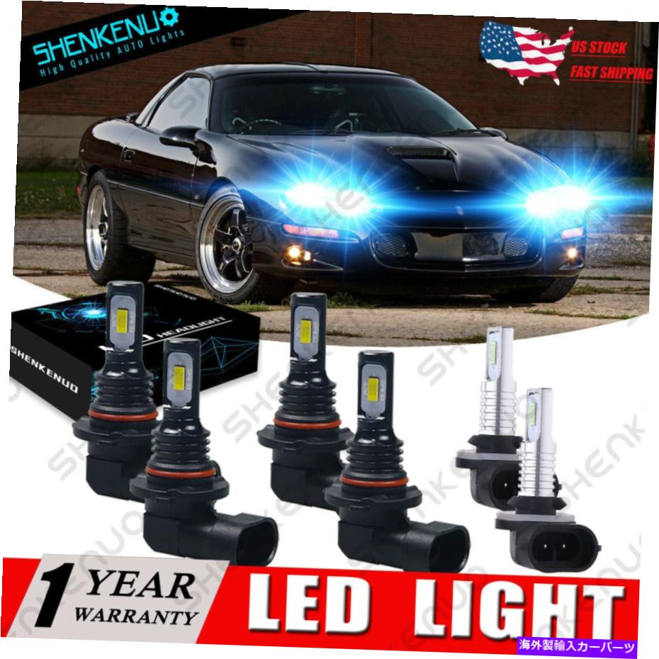 フォグライト シボレーカマロ1998-2002コンボ8000KフロントLEDヘッドライト +フォグランプ電球6x For Chevy Camaro 1998-2002 Combo 8000K Front LED Headlights + Fog Lamp Bulbs 6x【並行輸入品】