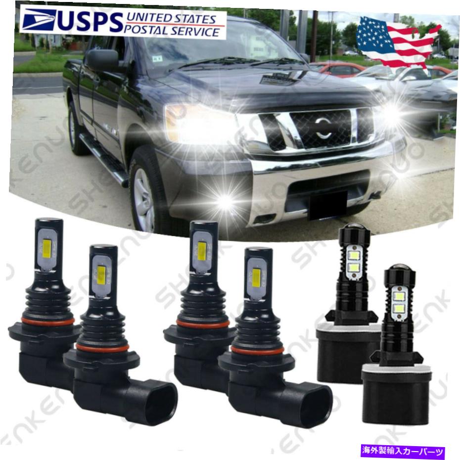 フォグライト 日産アルマダの場合05-10タイタン04-15-6X LEDヘッドライトH/L +フォグ電球HKB For Nissan Armada 05-10 Titan 04-15 - 6X LED Headlight H/L + Fog Light Bulbs HKB【並行輸入品】