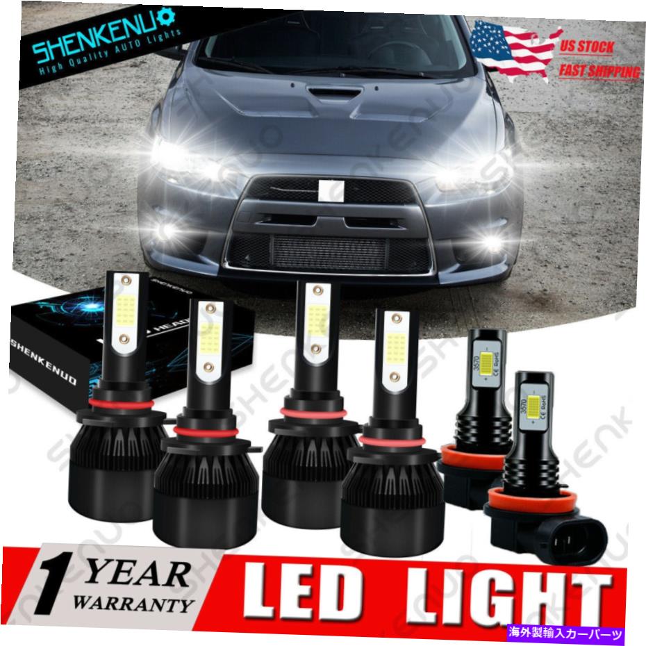 フォグライト Mitsubishi Lancer 2008-2015 6000KコブLEDヘッドライト電球+ H11フォグライトキット For Mitsubishi Lancer 2008-2015 6000K COB LED Headlight Bulbs+ H11 Fog Light Kit【並行輸入品】