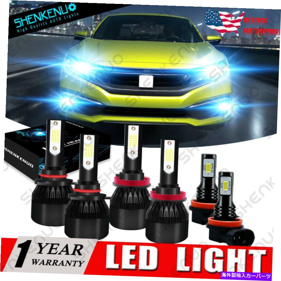 フォグライト ホンダシビック2016 2017 2018 8000Kコブハイ/ロービームLEDヘッドライト +フォグライト For Honda Civic 2016 2017 2018 8000K COB High/Low Beam LED Headlight + Fog Light【並行輸入品】