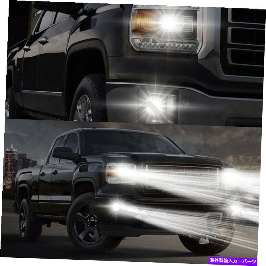 フォグライト GMC Sierra 1500 2014-2016-4PC 6000KホワイトLEDヘッドライト +フォグ電球用 For GMC Sierra 1500 2014-2016 - 4PC 6000K White LED Headlight + Fog Light Bulbs【並行輸入品】