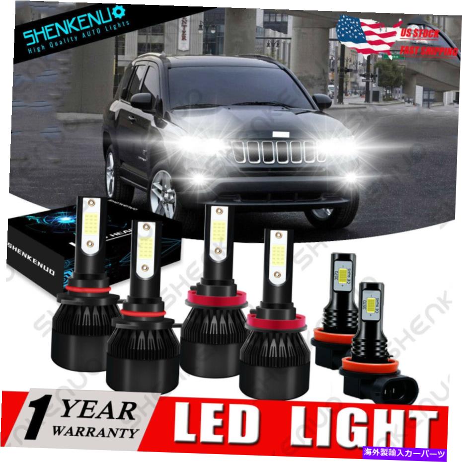 フォグライト Jeep Compass 2016-2020 6000K Cob High/Low Beam LEDヘッドライト +フォグライトキット用 For Jeep Compass 2016-2020 6000K COB High/Low Beam LED Headlight + Fog Light Kit【並行輸入品】