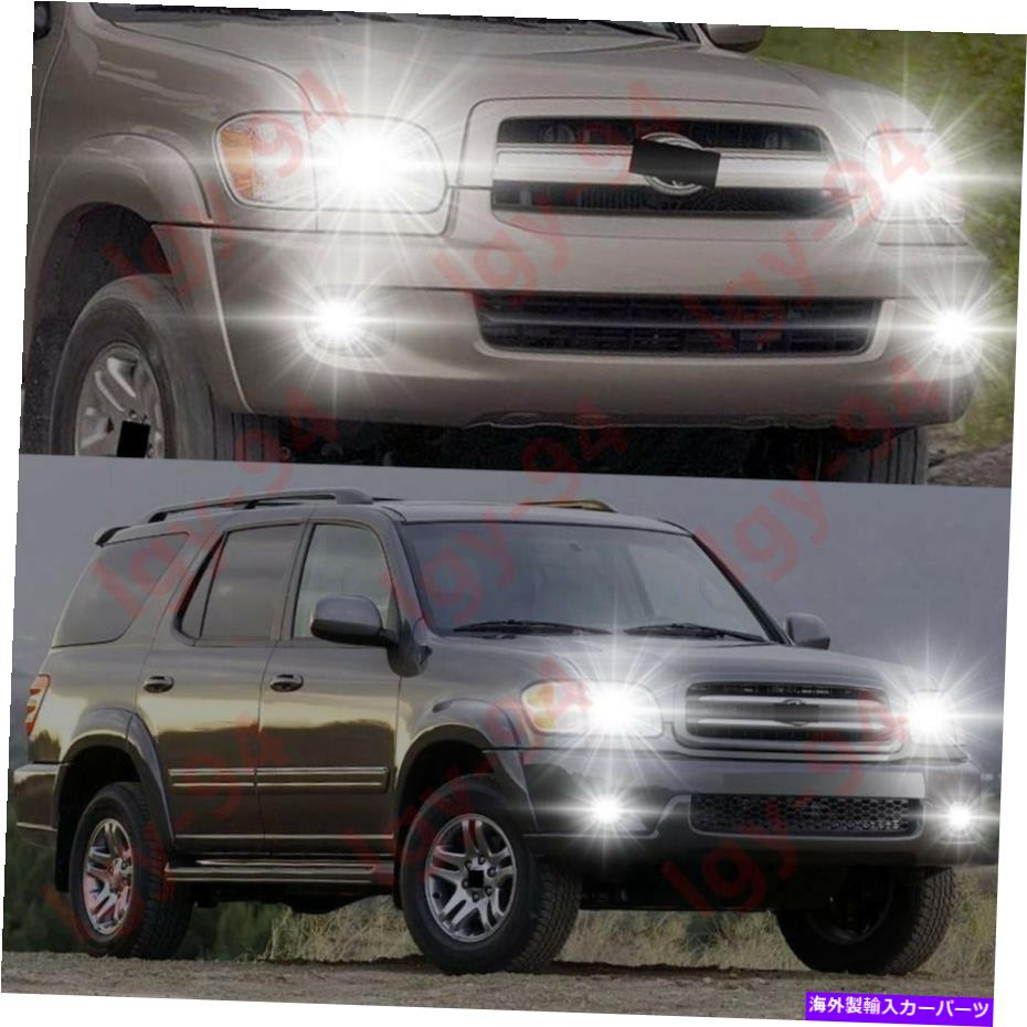 フォグライト トヨタセコイア2001-2007-4PC 6000KホワイトコンボLEDヘッドライト +フォグ電球 For Toyota Sequoia 2001-2007 - 4PC 6000K White Combo LED Headlights + Fog Bulbs【並行輸入品】