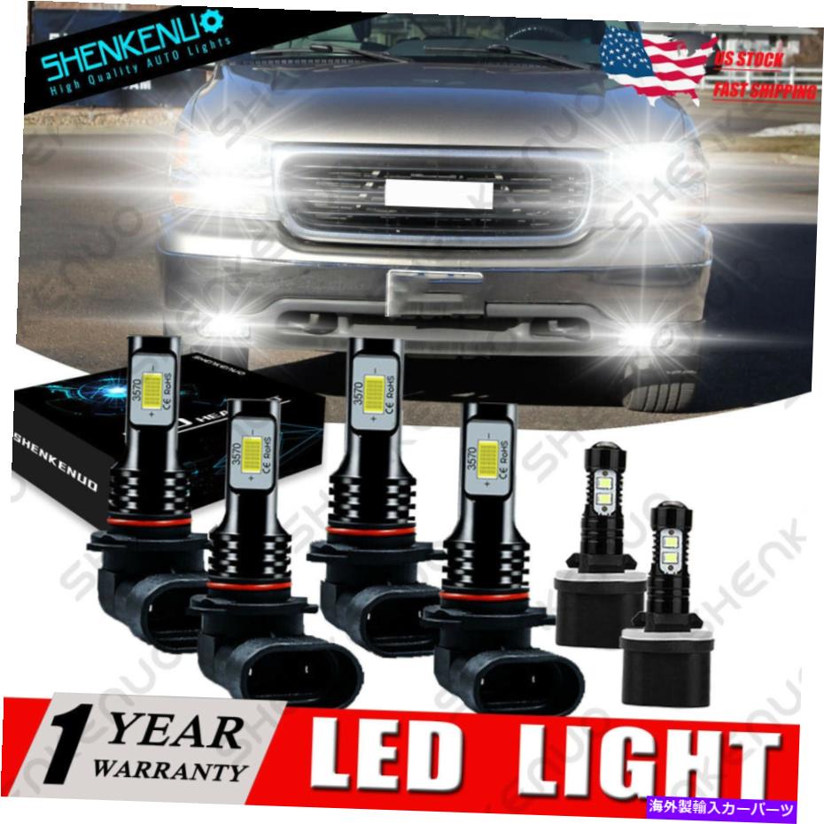フォグライト GMC用ユーコンSLT 2000-2005コンボ6000KフロントLEDヘッドライトHI＆LOW +フォグランプキット For GMC Yukon SLT 2000-2005 Combo 6000K Front LED Headlight Hi&Low +Fog Lamp Kit【並行輸入品】